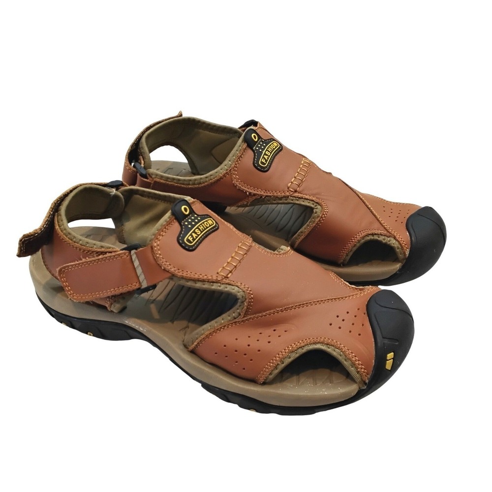 Fashion Mens Brown Fisherman Sandals Closed‎ Toe Outdoor Strappy Shoes Size 44